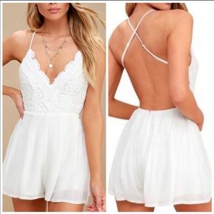Lulu’s lace open back romper